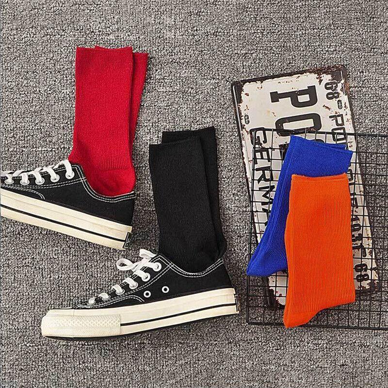 Olid Pure Colour Formal Socks Cotton Fashion Casual Breathable Crew Socks - Orange 4 Pairs
