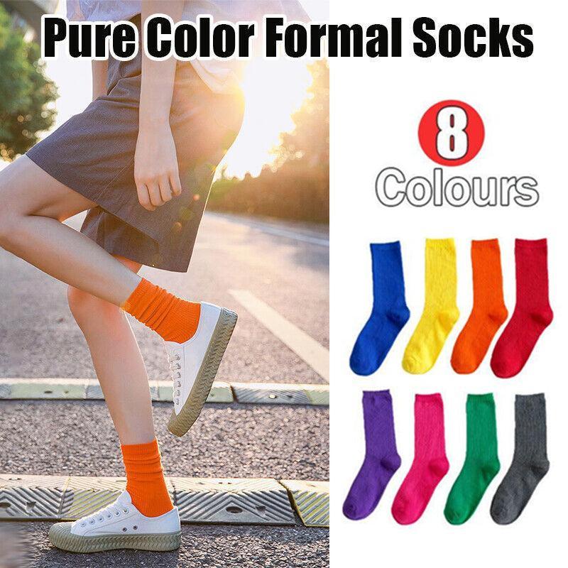 Olid Pure Colour Formal Socks Cotton Fashion Casual Breathable Crew Socks - Yellow 1 Pair