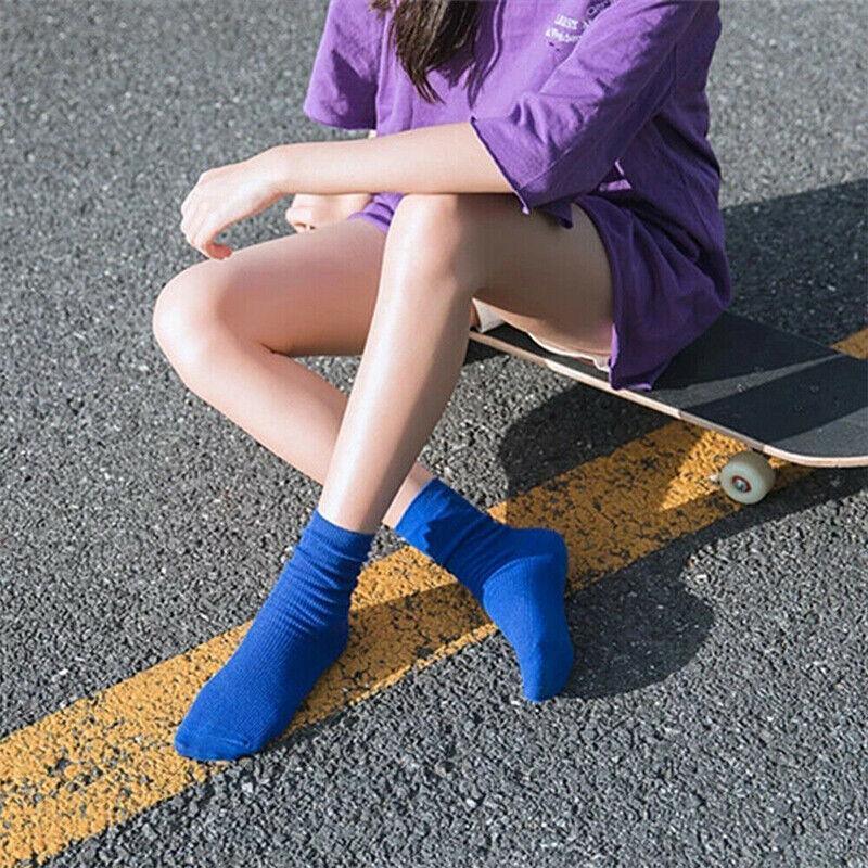 Olid Pure Colour Formal Socks Cotton Fashion Casual Breathable Crew Socks - Yellow 2 Pairs