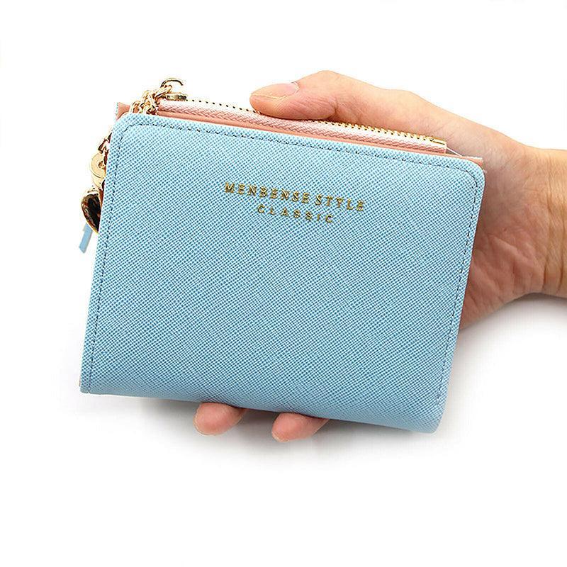 Women Wallet Short Small Coin Purse Ladies Folding Card Card Holder Leather Au - Red