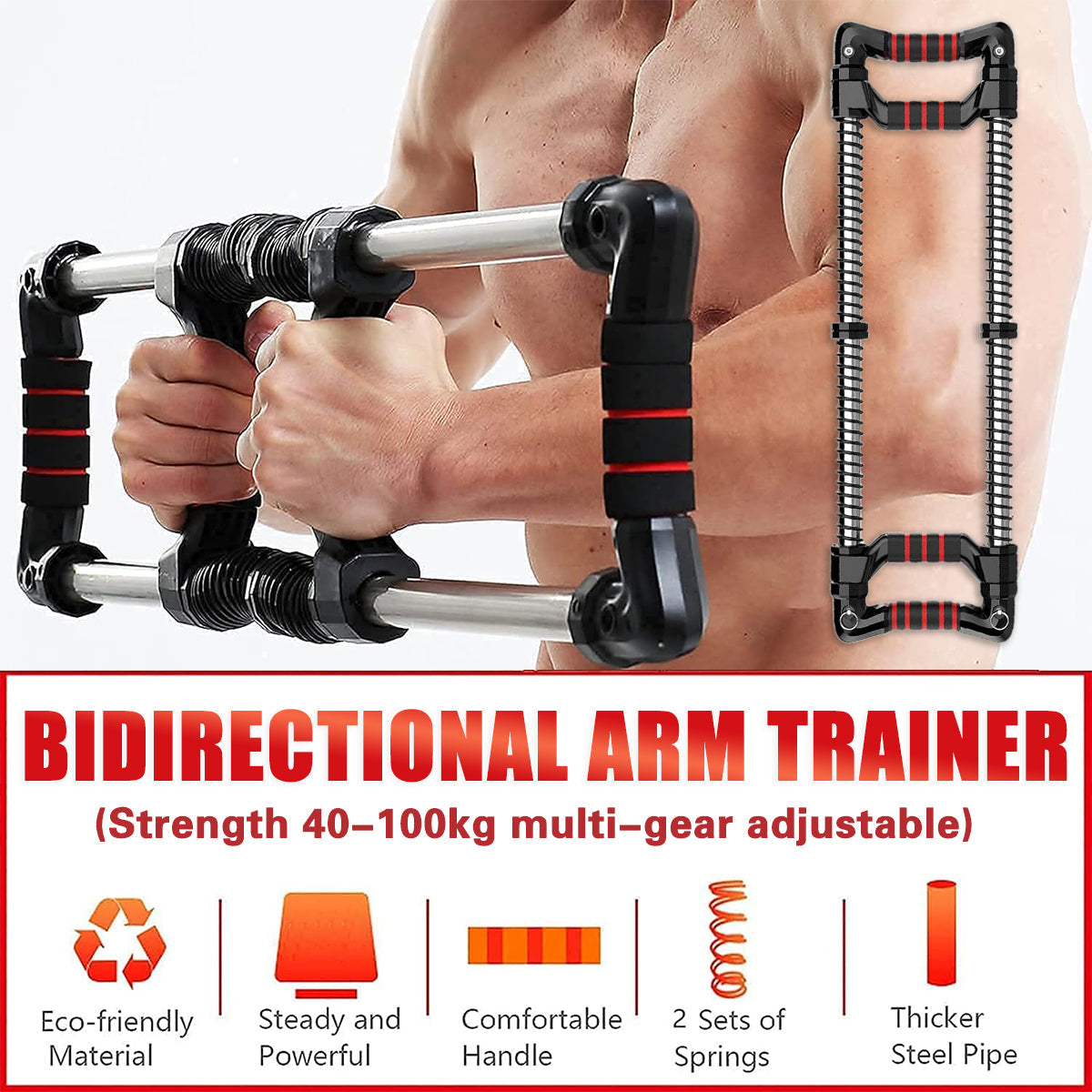 Arm Trainer Pull Press Bar 100kg Resistance Chest Abdomen Home Fitness Equipment