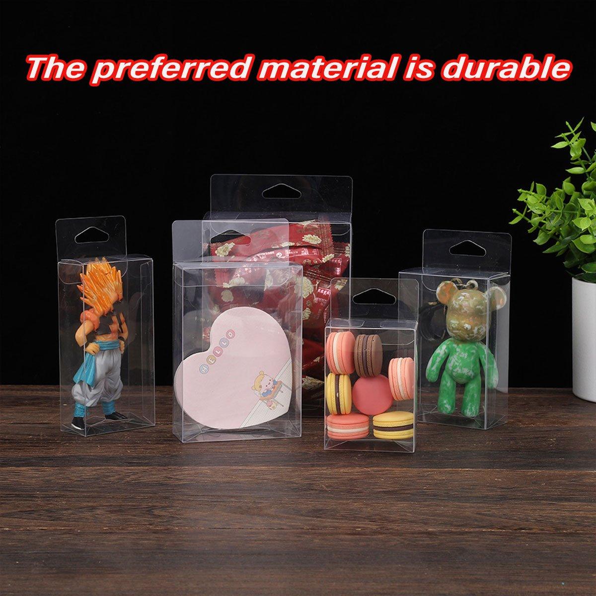 50pcs Transparent Gift Boxes with Hooks Clear Packaging Storage Containers - 9x5x12cm