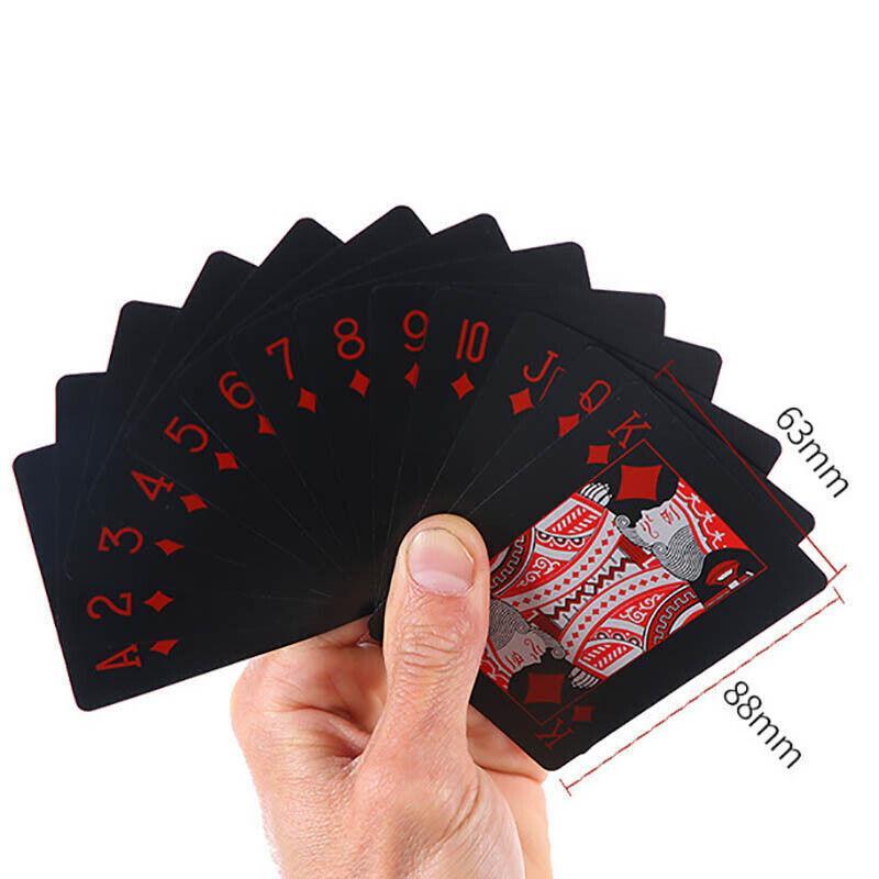Waterproof PVC Playing Cards Poker Deck Black Plastic Magic Tricks Game Set - Blue