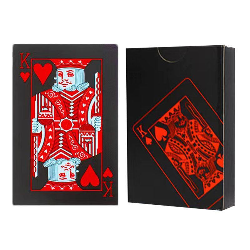 Waterproof PVC Playing Cards Poker Deck Black Plastic Magic Tricks Game Set - Red