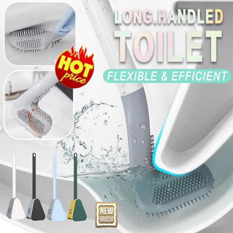 Golf Toilet Brush Long-Handled Toilet Brush Wall-Mounted Silicone Toilet Brush - White