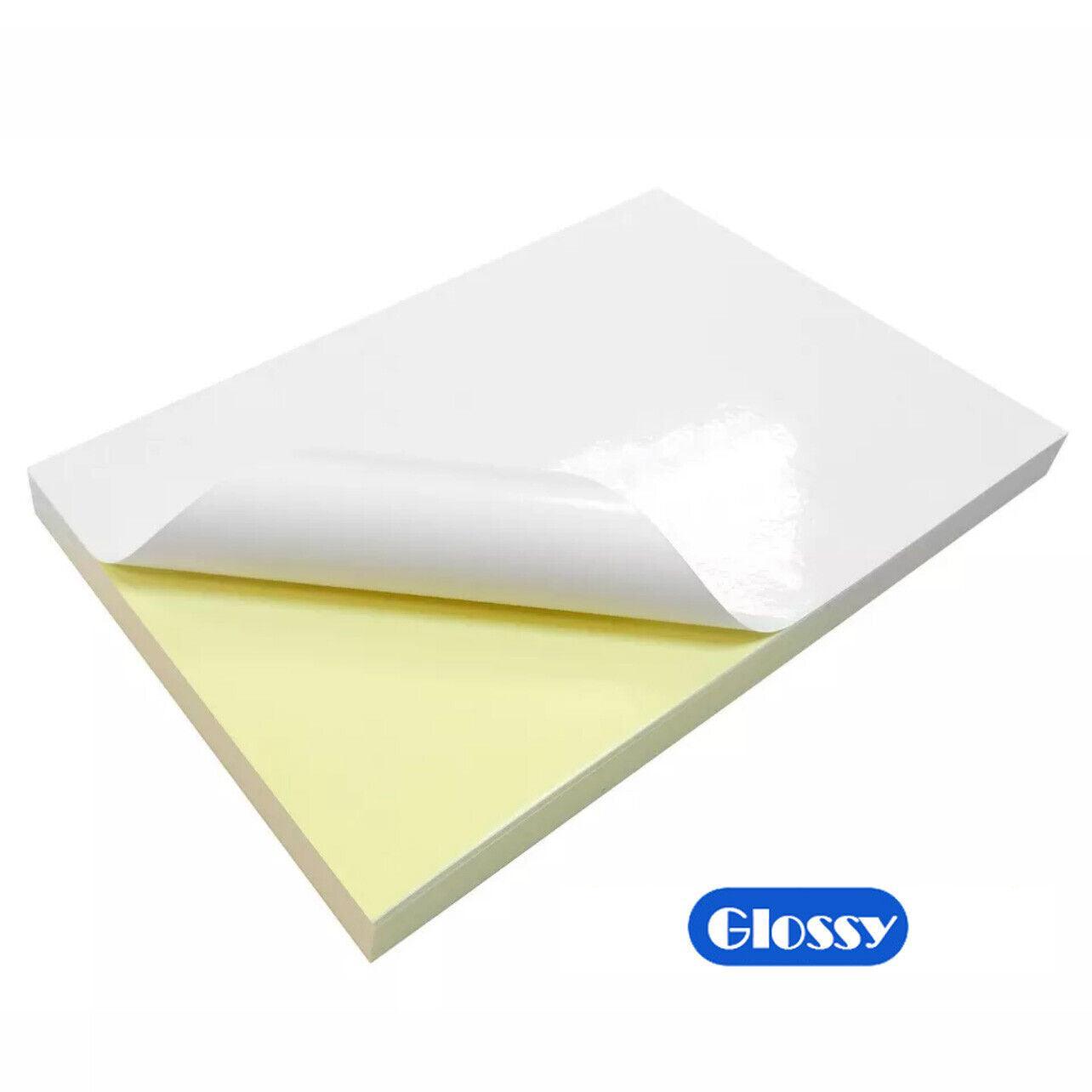 A4 Self Adhesive Sticker Paper Sheet Label Laser Inkjet Print Mailing Address - White Glossy*100 PCS