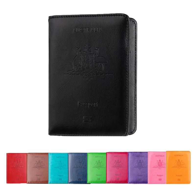 RFID Passport Holder Slim Leather Travel Wallet ID Card Cover Case for Men Women - Purple