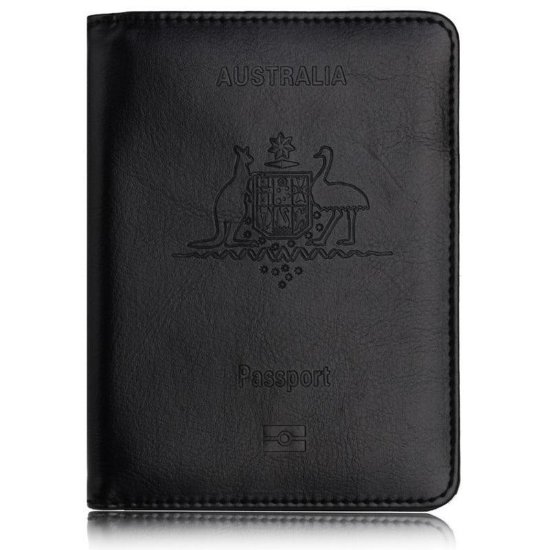RFID Passport Holder Slim Leather Travel Wallet ID Card Cover Case for Men Women - Purple