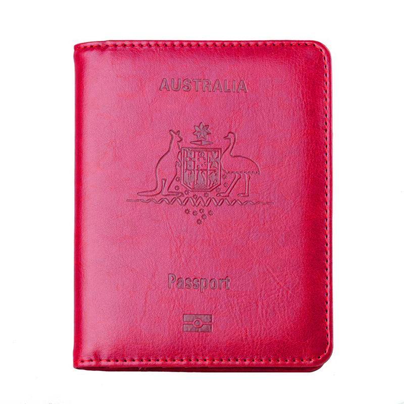 RFID Passport Holder Slim Leather Travel Wallet ID Card Cover Case for Men Women - Purple