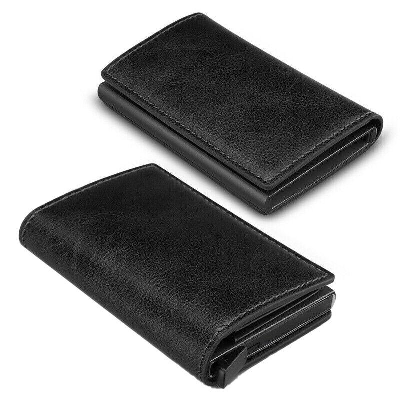 RFID Blocking Leather Card Wallet with Money Clip for Men Credit Holder - Carbon Fiber