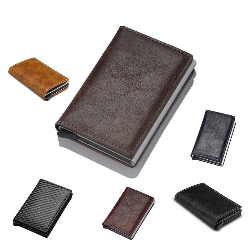 RFID Blocking Leather Card Wallet with Money Clip for Men Credit Holder - Dark Blue