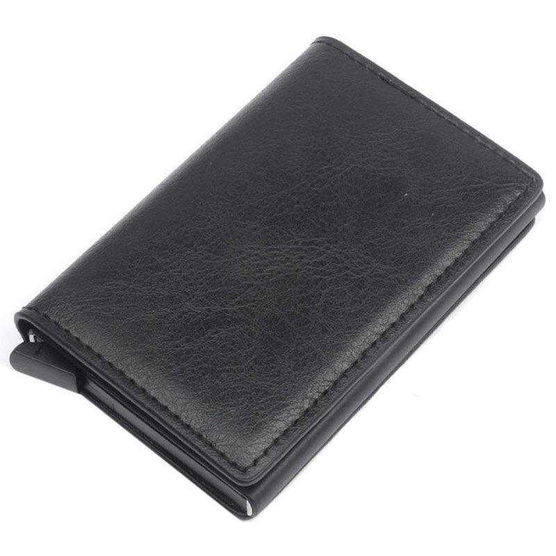 RFID Blocking Leather Card Wallet with Money Clip for Men Credit Holder - Dark Blue
