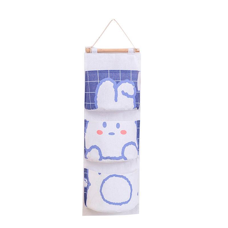 3 Pocket Hanging Storage Bag with Wooden Rod for Wall or Door Organisation - Astronaut