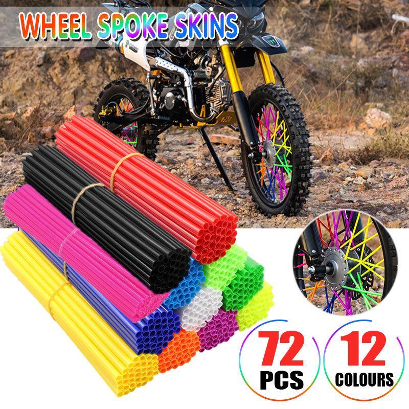 72PCS Wheel Spoke Wrap Sleeves Mountain Bike Bicycle Mtb Wraps Skins Covers - Fluorescent Green