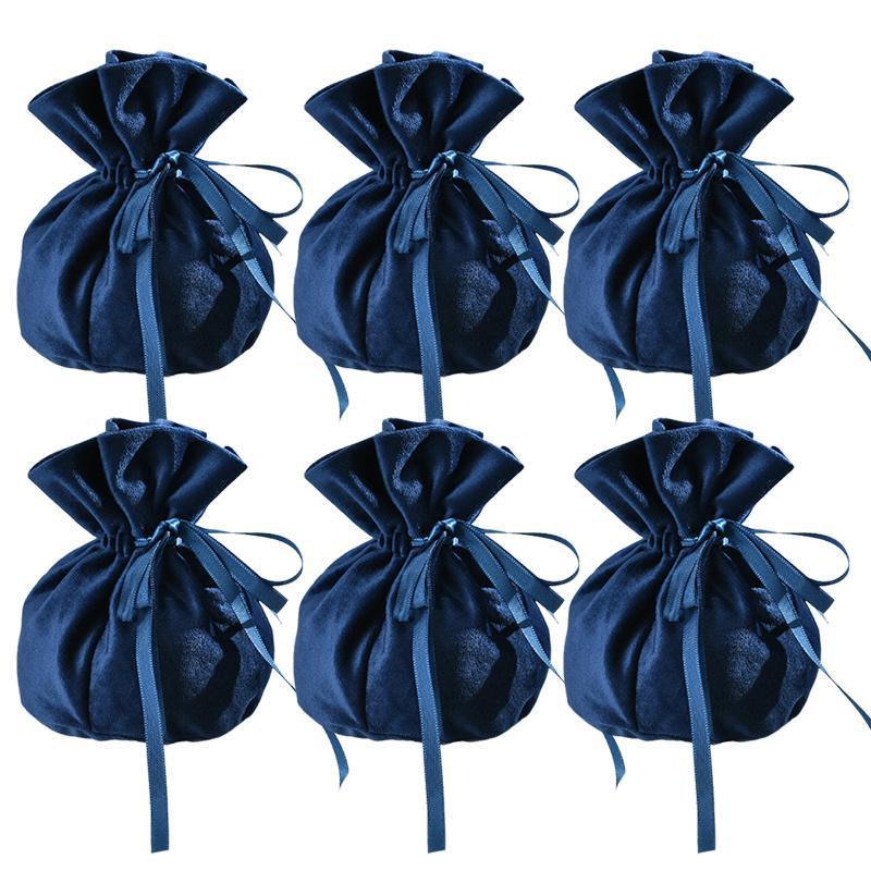 6PCS Velvet Cloth Drawstring Bags Gift Bag Jewelry Ring Pouch Earring Favor - Wine Red-6PCS