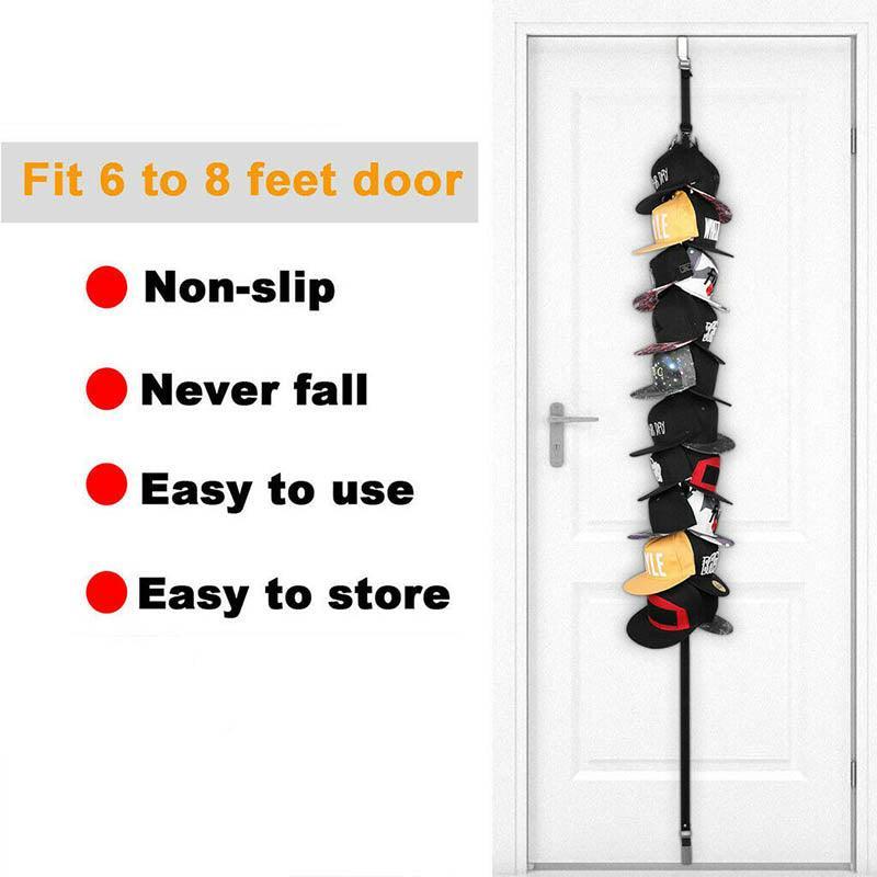 Over Door Hat Rack Baseball Cap Holder Storage Strap with Clips Closet Organizer - 20 Cips