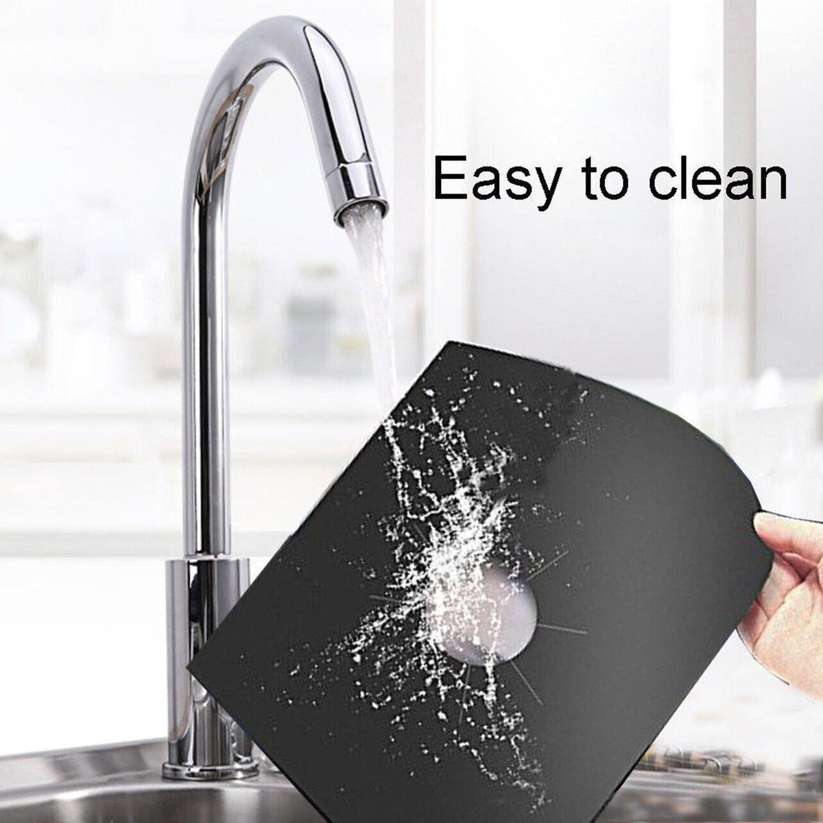 4 Pcs Reusable Stove Clean Mat Reusable Gas Oil Protector Liner Burner Cover Au - 4 PCS Black