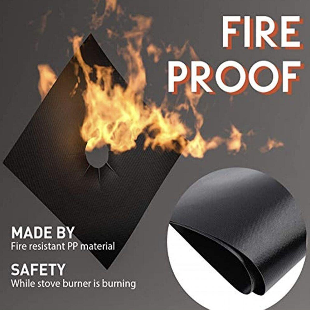 4 Pcs Reusable Stove Clean Mat Reusable Gas Oil Protector Liner Burner Cover Au - 4 PCS Black