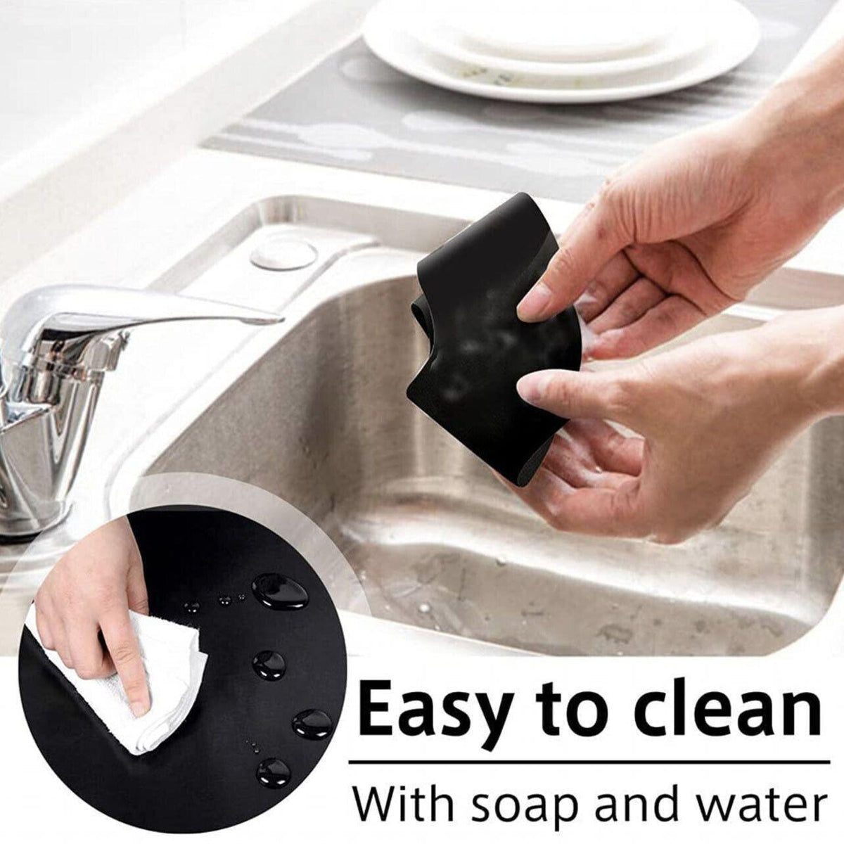 4 Pcs Reusable Stove Clean Mat Reusable Gas Oil Protector Liner Burner Cover Au - 4 PCS Black