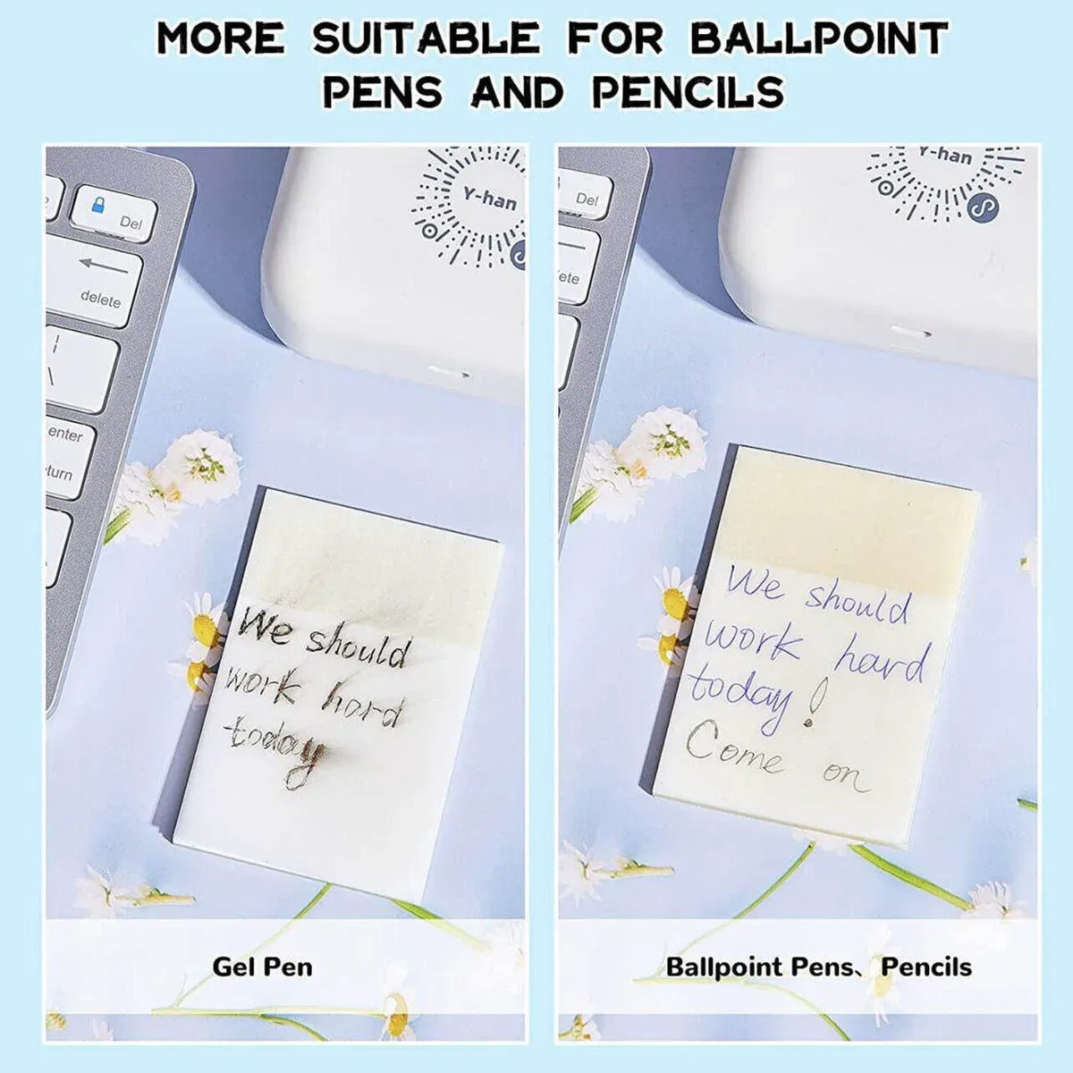 50 Sheets Clear Sticky Notes Pad Waterproof Self-Adhesive Memo Message Note Au