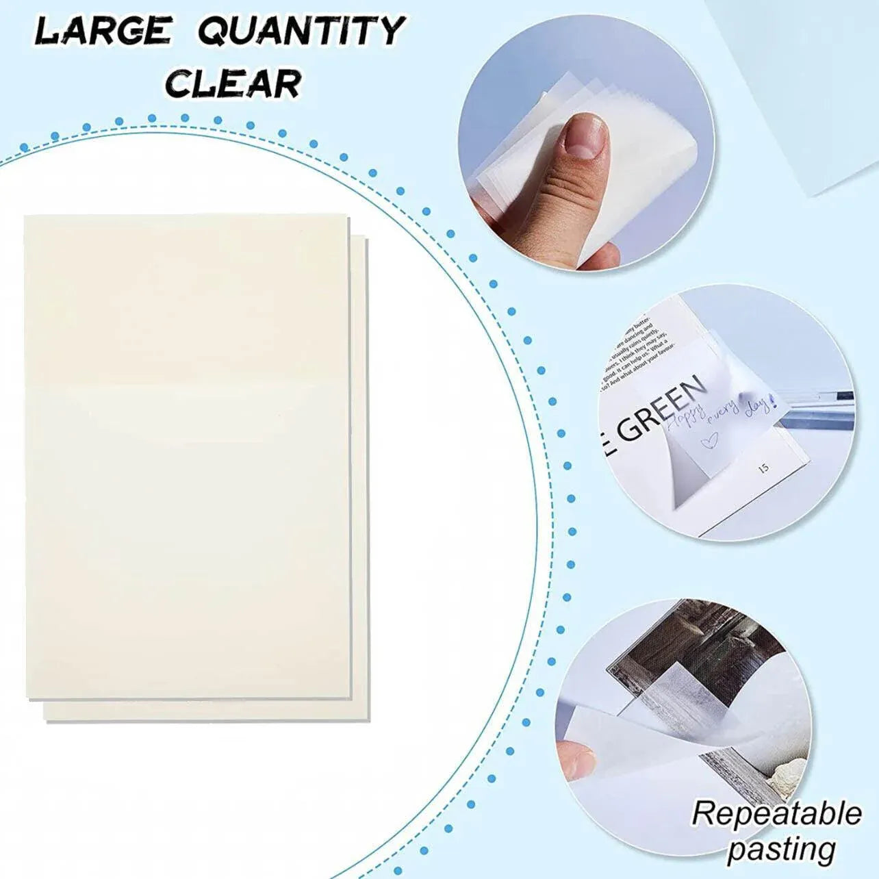 50 Sheets Clear Sticky Notes Pad Waterproof Self-Adhesive Memo Message Note Au