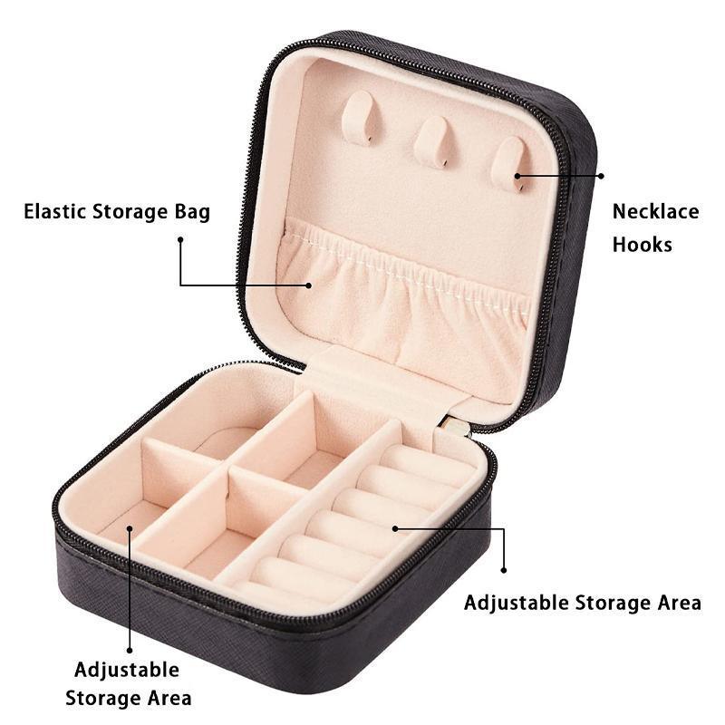 Travel Jewelry Organizer Box Portable Leather Storage Ornaments Ring Earrings - White (10x10x5cm)