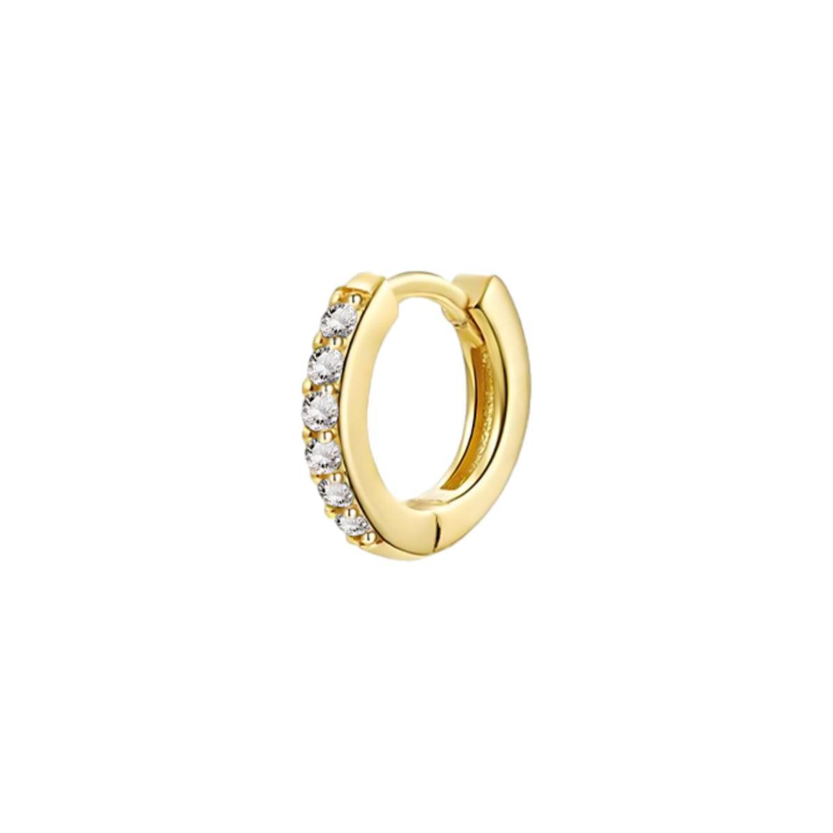 925 Sterling Silver Gold Rings Plated Cubic Crystal Cuff Huggie Hoop Earrings Au - Gold-Purple Crystal