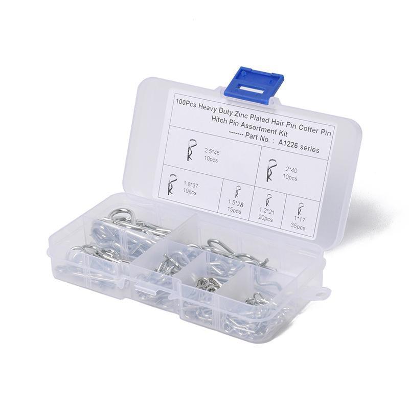 100Pcs Heavy-Duty Zinc-Plated R Clips Pin Tractor Hitch Assortment
