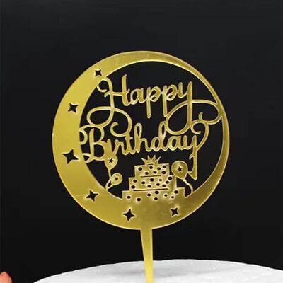 Happy Birthday Acrylic Cake Topper Cake Decoration Golden Silver Party - R20