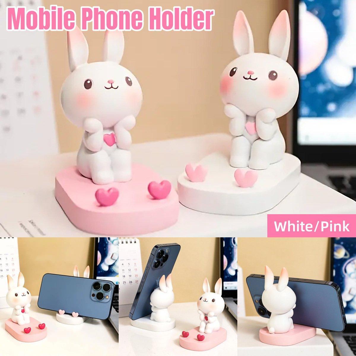 Cartoon Rabbit Phone Holder Desktop Stand Cute Mobile Phone Stand for Office - Pink