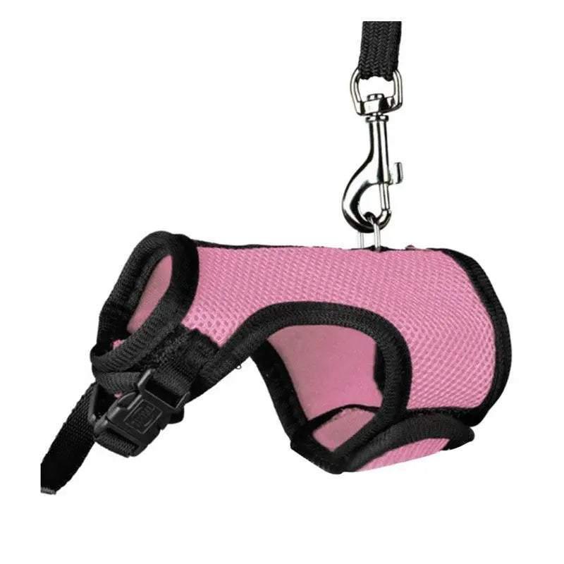 Small Animal Harness Guinea Pig Forret Hamster Rabbit Squirrel Vest Clothes Lead M Size - Rose Red