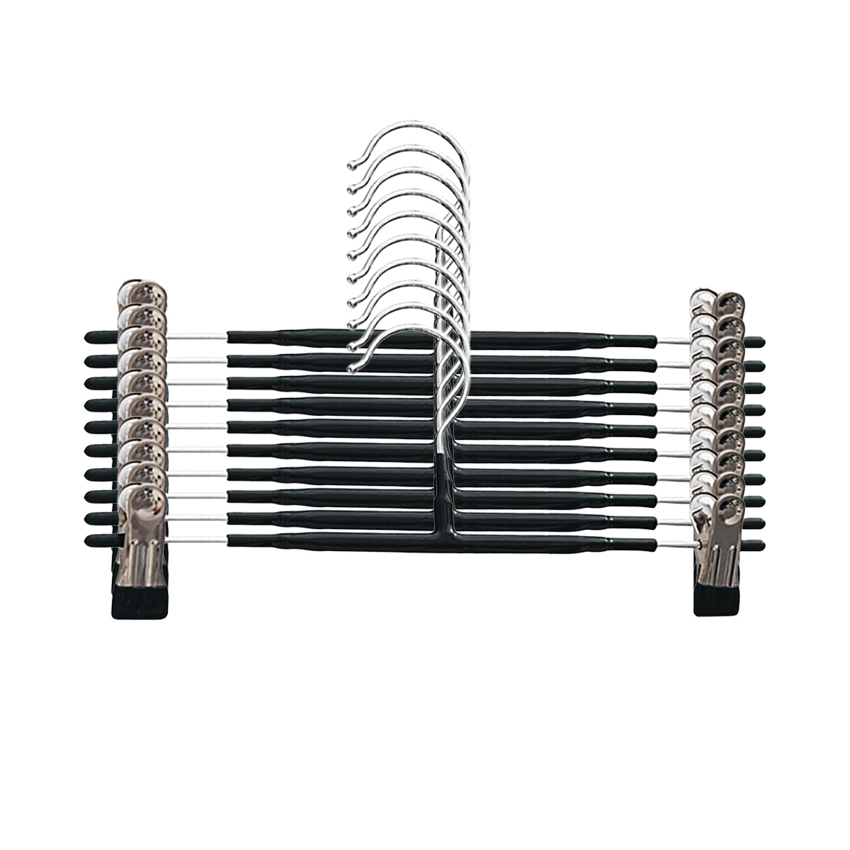 10pcs Home Wardrobe Pant Rack Hanging Trouser Organizer Clothes Hanger - Black
