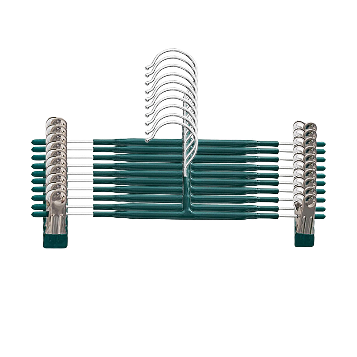 10pcs Home Wardrobe Pant Rack Hanging Trouser Organizer Clothes Hanger - Green