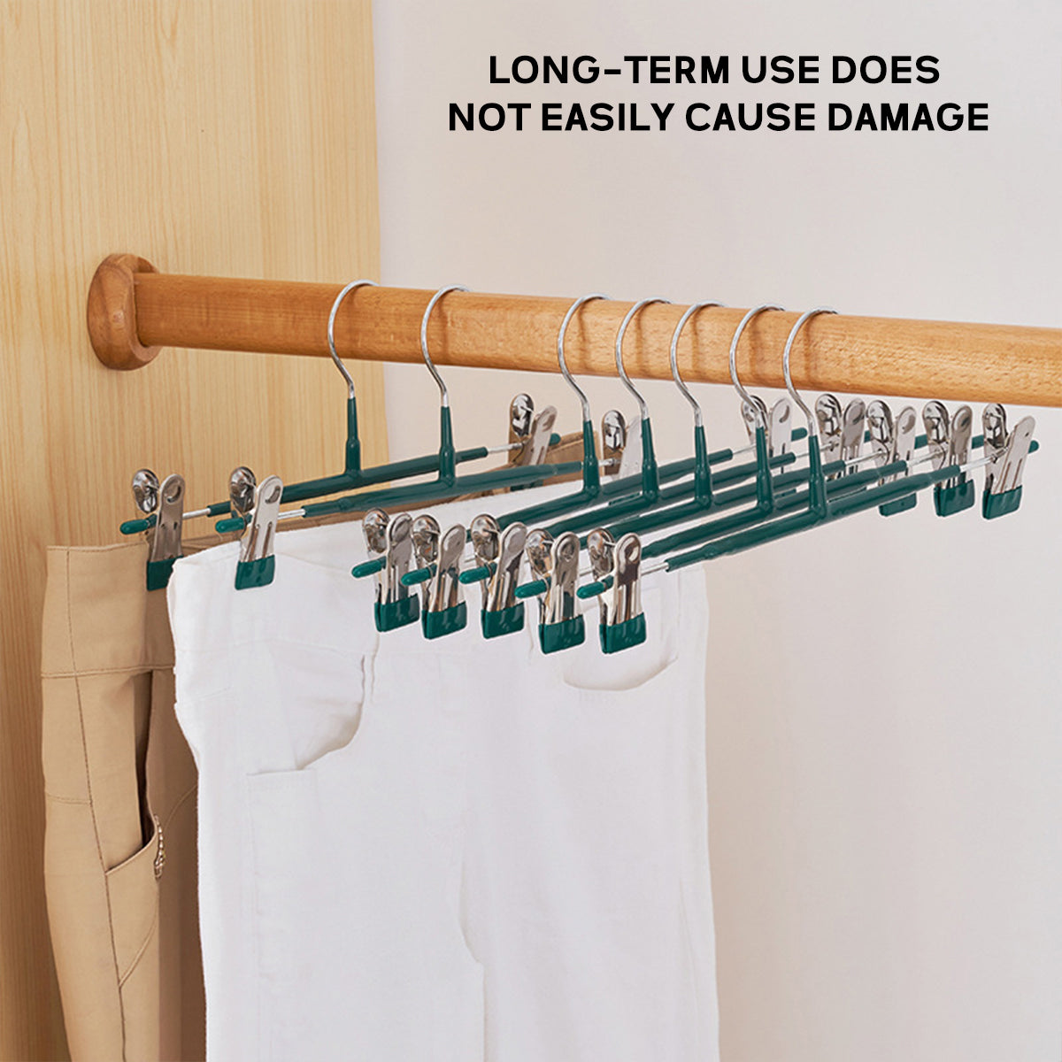 10pcs Home Wardrobe Pant Rack Hanging Trouser Organizer Clothes Hanger - White