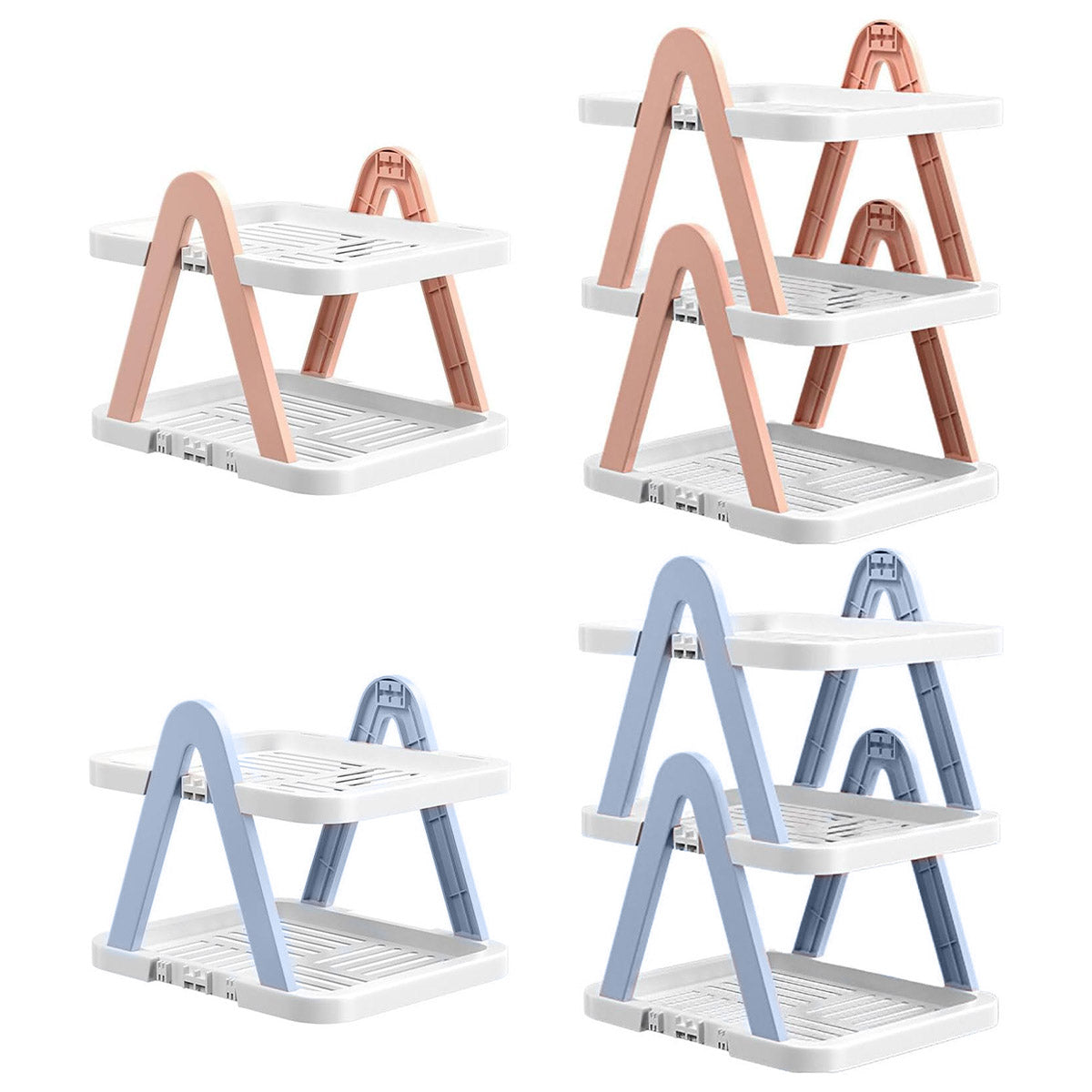 2/3 Tier Removable Shoe Rack Folding Storage Shelf Simple Space Saving Organizer - 2Tier-Pink