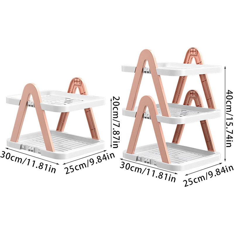 2/3 Tier Removable Shoe Rack Folding Storage Shelf Simple Space Saving Organizer - 3Tier-Pink