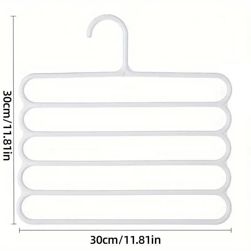 5pcs 5 Tier Trouser Rack Multifunctional Hanging Wardrobe Scarf Tie Hanger Set - Pink