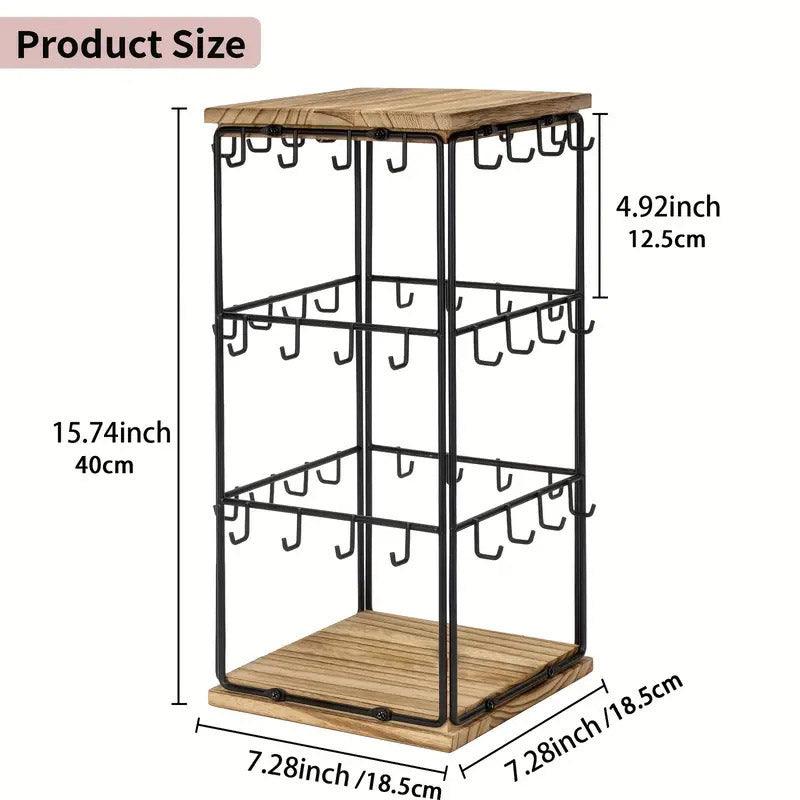 Iron Desktop Earrings Display Organizer Jewellery Stand Holder for Home Storage - Black