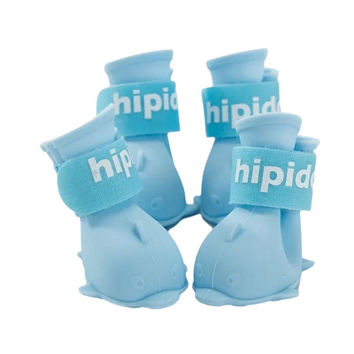 4pcs Cartoon Pet Rain Boots Waterproof Non-Slip Wear-Resistant Shoes for Dogs - Blue - S