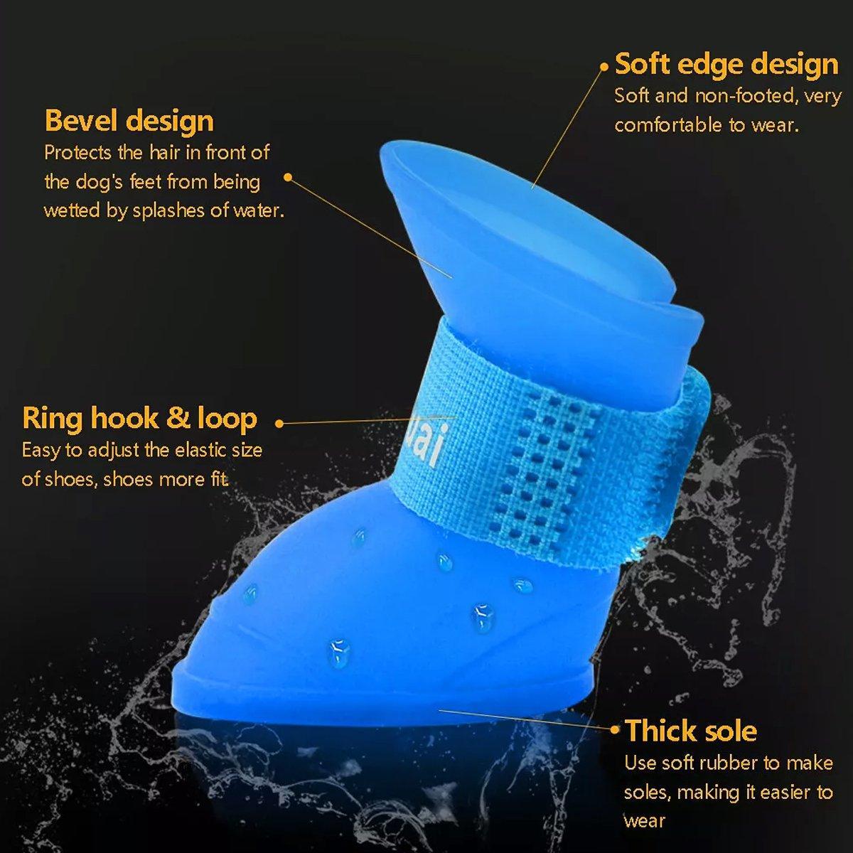 4pcs Cartoon Boots Pet Rain Shoes Waterproof Non-Slip Wear-Resistant Dog Shoes - Yellow - S