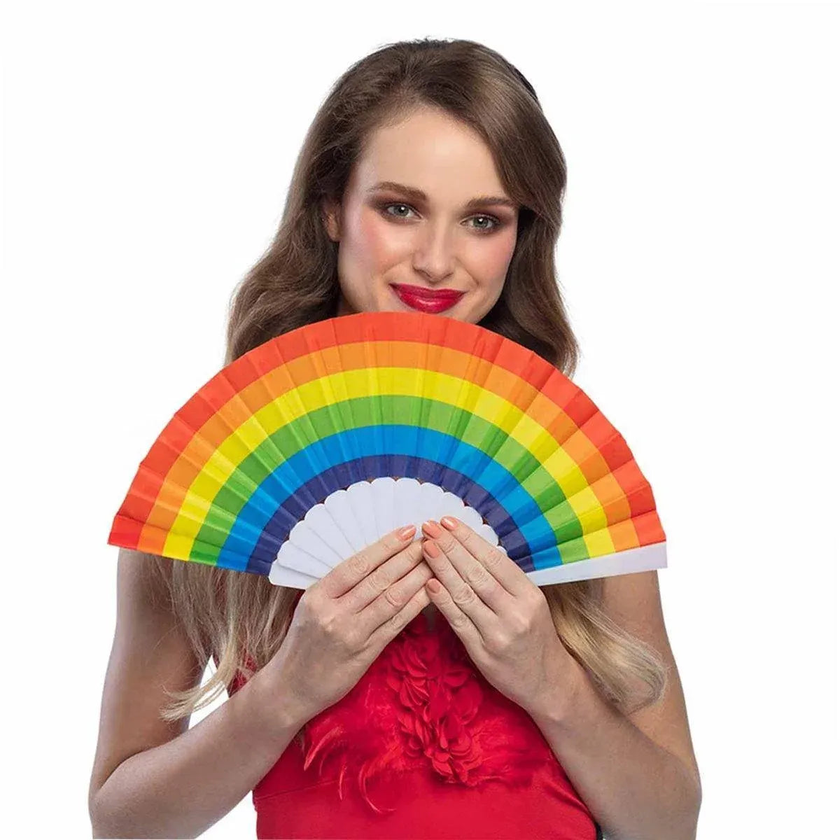 6-Piece Rainbow Folding Hand Fan Set