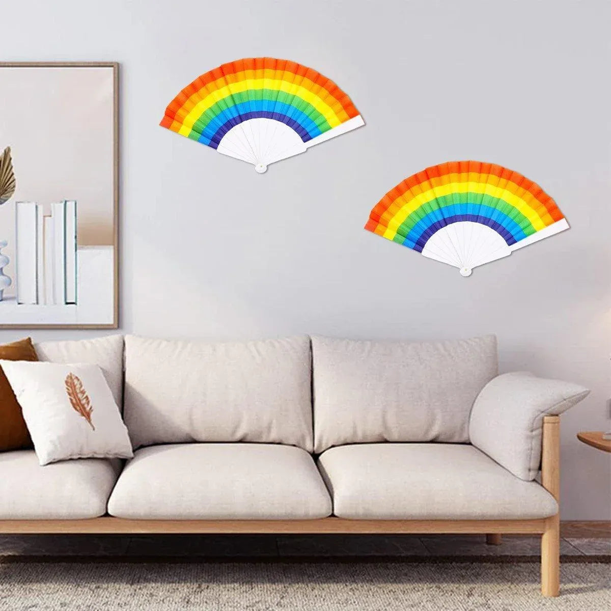 6-Piece Rainbow Folding Hand Fan Set