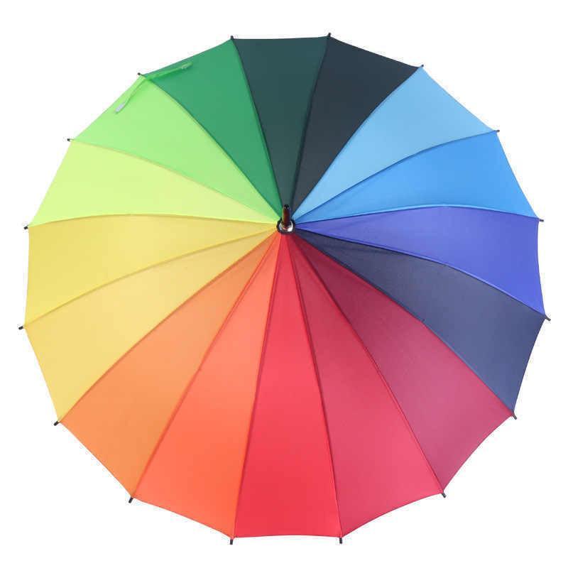 16 Ribs Large Rainbow Umbrella Fashion Straight  Long Handle Anti Uv Sun Rain Au