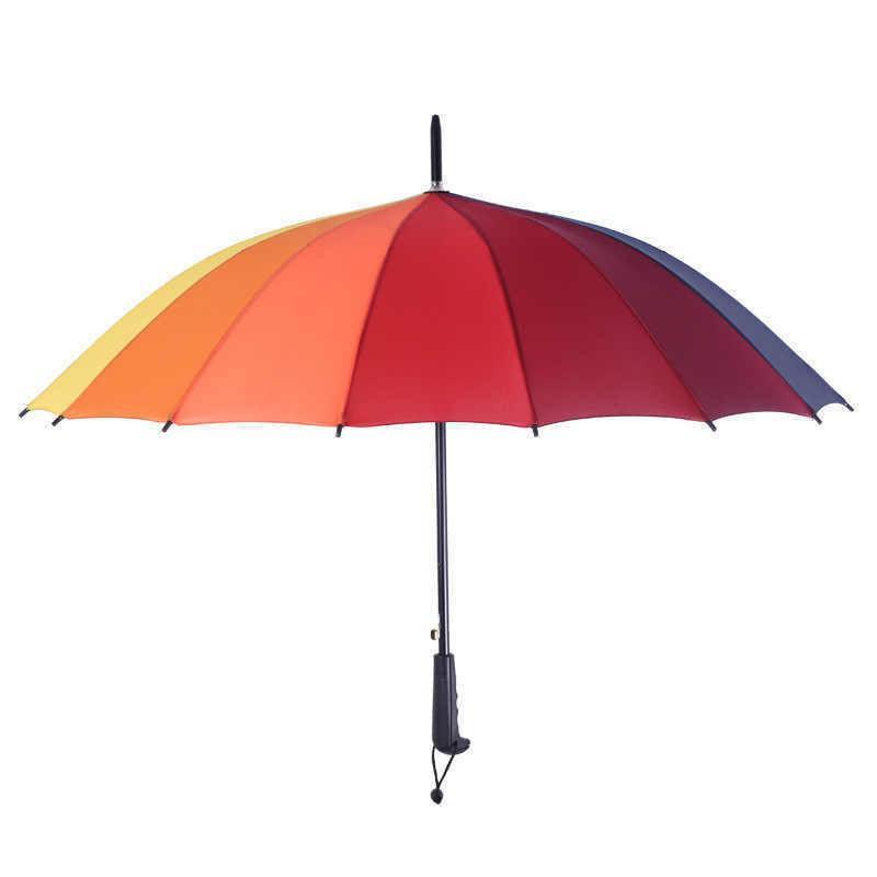 16 Ribs Large Rainbow Umbrella Fashion Straight  Long Handle Anti Uv Sun Rain Au