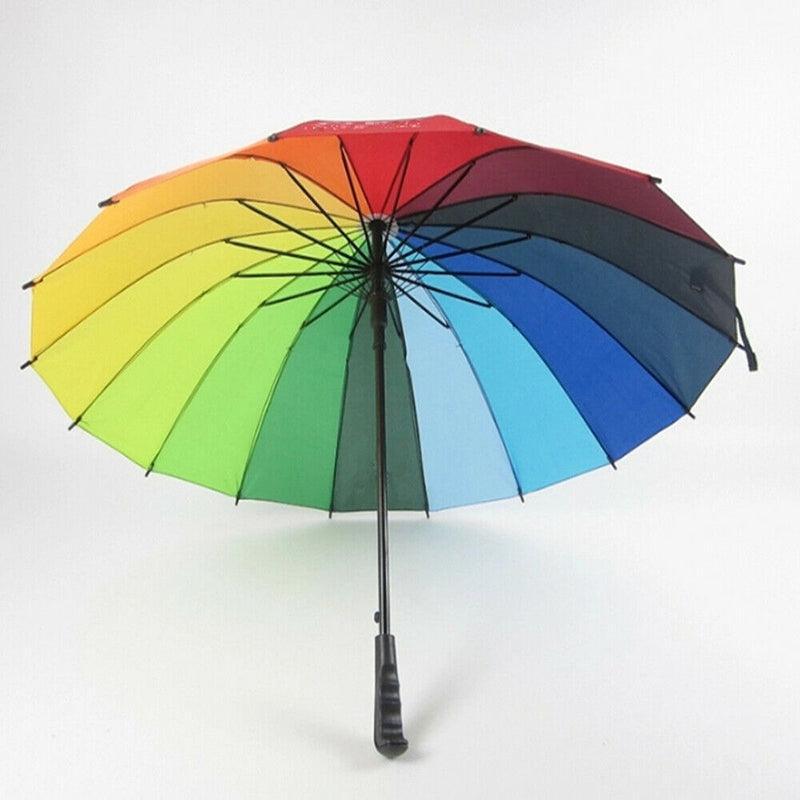 16 Ribs Large Rainbow Umbrella Fashion Straight  Long Handle Anti Uv Sun Rain Au