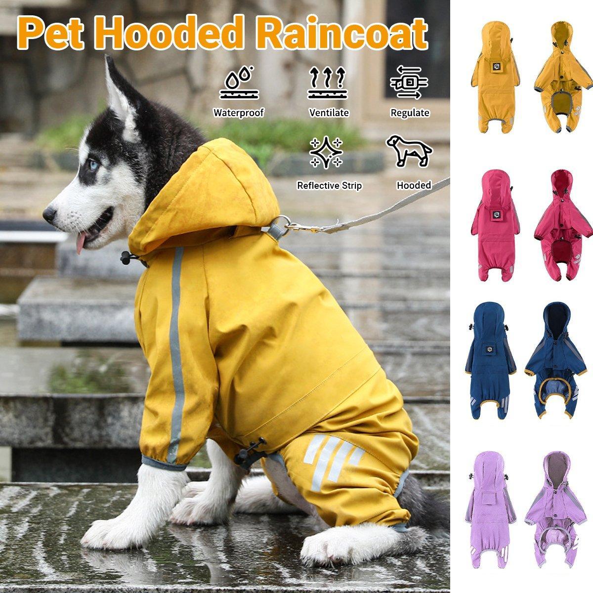 Waterproof Four Corner Pet Raincoats In Large Medium And Small Sizes Are Suitable For Dogs - Pink - L