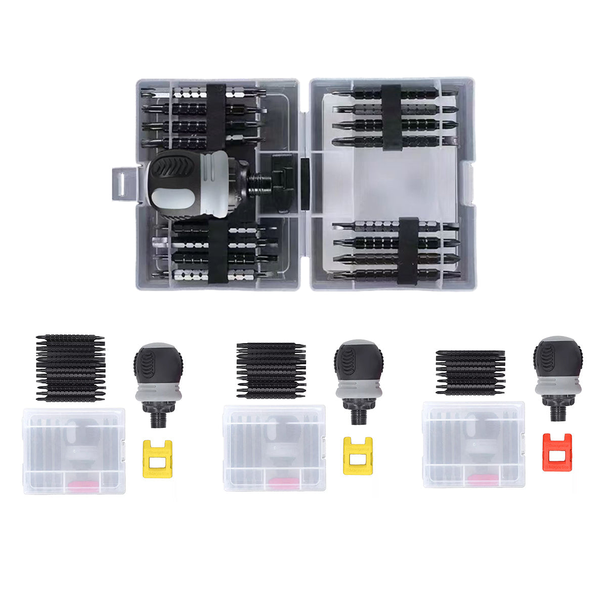 Ratchet Screwdriver Set with Sleeve Dual Head Screwdriver Expansion Cross Bits - 18-in-1