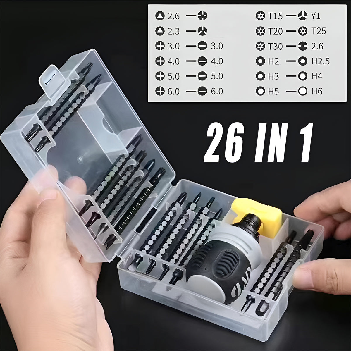 Ratchet Screwdriver Set with Sleeve Dual Head Screwdriver Expansion Cross Bits - 18-in-1