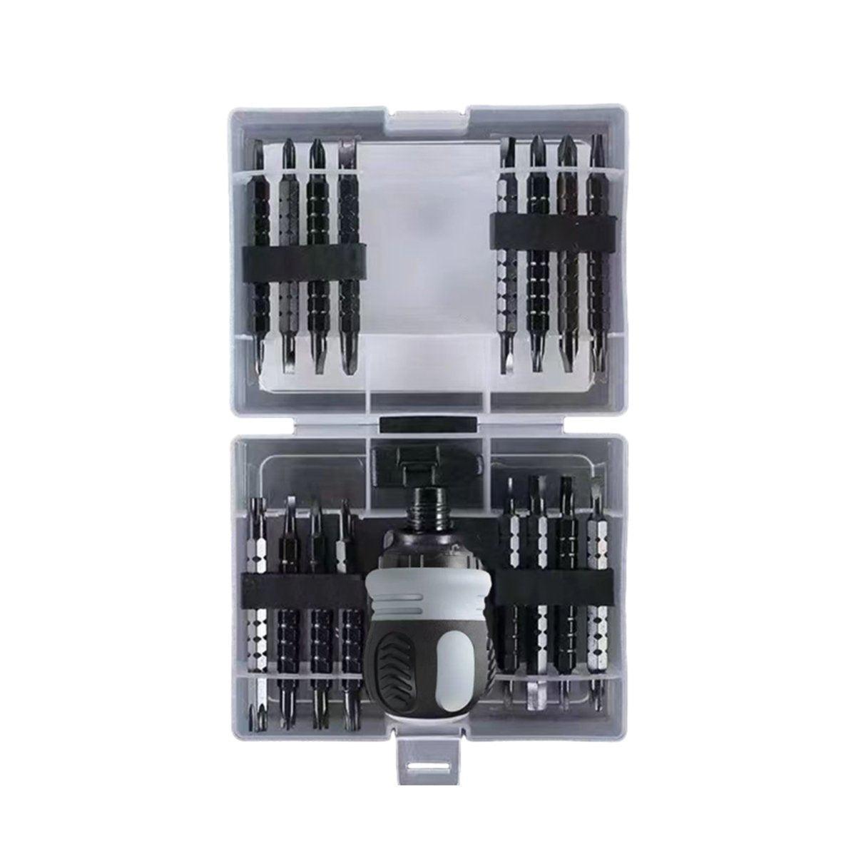 Ratchet Screwdriver Set with Sleeve Dual Head Screwdriver Expansion Cross Bits - 18-in-1