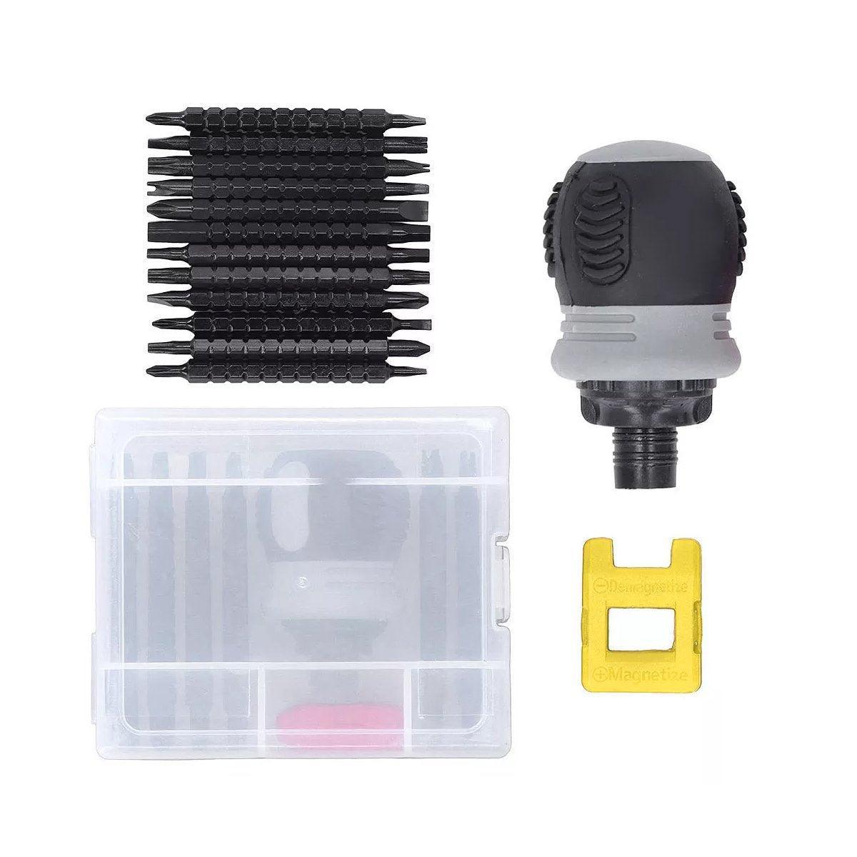 Ratchet Screwdriver Set with Sleeve Dual Head Screwdriver Expansion Cross Bits - 26-in-1